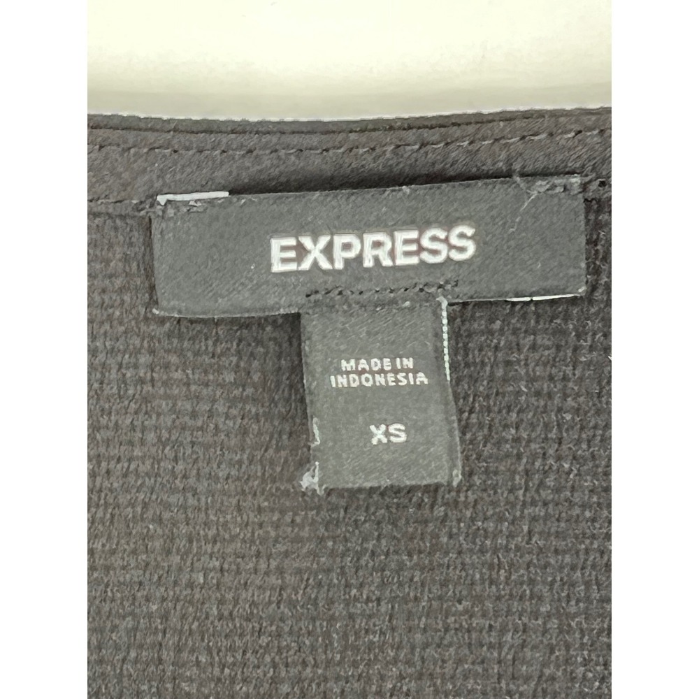 Express Blouse V-Neck Blouse Long Sleeve Puff Sleeve Black Top XS - Picture 7 of 9